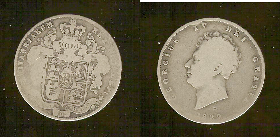 ROYAUME-UNI 1/2 Crown Georges IV 1829 B+